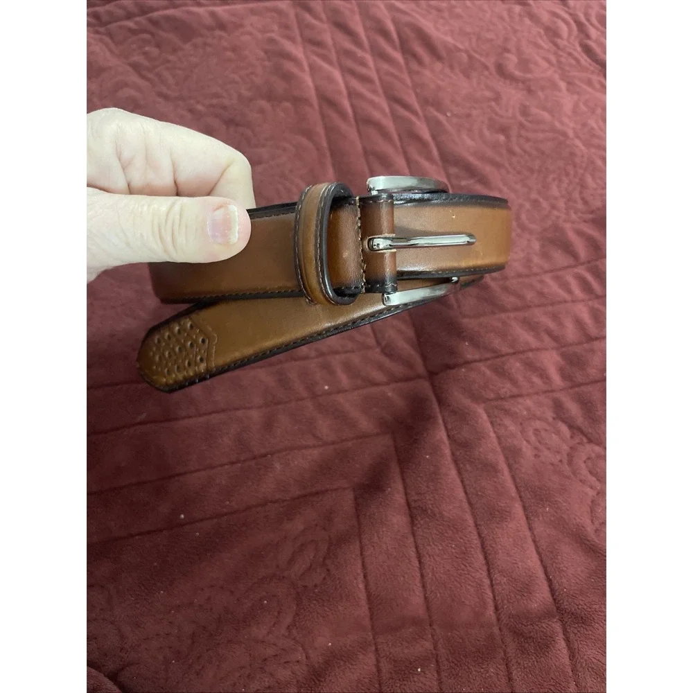 Stacy Adams Belt Men's Size 38 Brown Leather 1.25‎ W Silver Tone Buckle  6-289